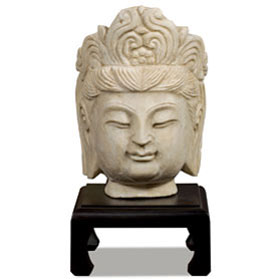 White Marble Guanyin Head Asian Statue