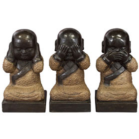 Three Wise Stone Monks Chinese Statue 3pcs/Set