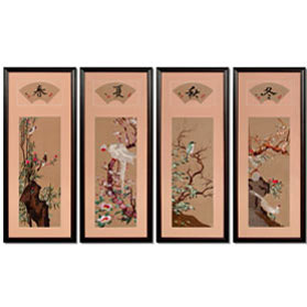 Silk Embroidery Chinese Wall Art of Four Season Flowers