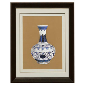 Chinese Silk Embroidery of Blue and White Ming Vase