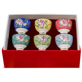 Porcelain Chinese Floral Tea Cup Set