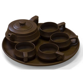 Chinese Yixing Clay Tea Set with Serving Plate