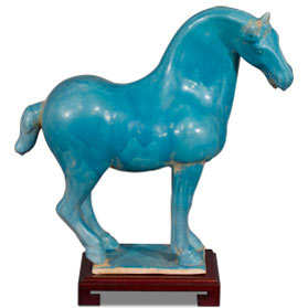 Powder Blue Glazed Ceramics Tang Dynasty Oriental Horse