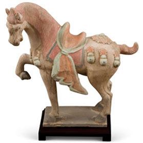 Tang Dynasty Ceramic Horse with Ornate Saddle Tomb Figurine Replica