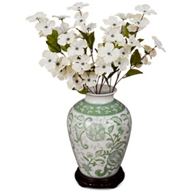 Green Floral Motif Chinese Porcelain Vase