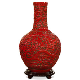 Red Porcelain Imperial Dragon Chinese Temple Vase