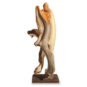 Cedar Wood Root Damo Asian Sculpture