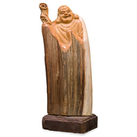 Cedar Wood Root Happy Buddha Asian Sculpture