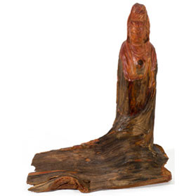 Hand Carved Cedar Wood Statue Guanyin