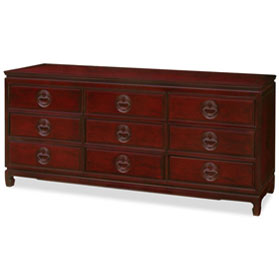 Dark Cherry Rosewood Longevity Chest of 9 Drawers