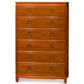 Natural Finish Rosewood Longevity High Chest of Drawers