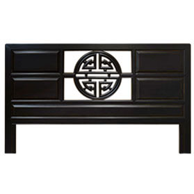 Distressed Black Elmwood King Size Longevity Asian Headboard