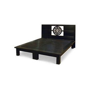 Distressed Black Elmwood Yuan Yuan King Size Chinese Platform Bed