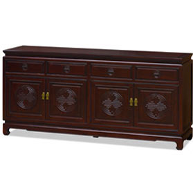 Dark Cherry Elmwood Chinese Longevity Sideboard