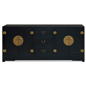 Matte Black Elmwood Chinese Grand Ming Sideboard - with FREE Inside Delivery