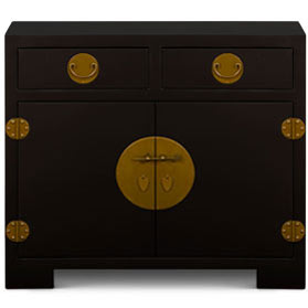 Matte Black Elmwood Chinese Ming Cabinet