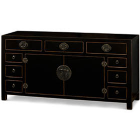 Black Elmwood Peking Oriental Sideboard