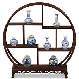 Small Elmwood Asian Moon Curio Stand