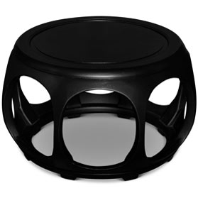 Matte Black Elmwood Chinese Round Drum Motif Coffee Table