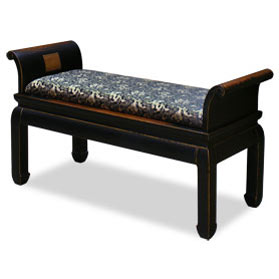 Distressed Black Elmwood Zhou Yi Asian Bench