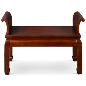 Mahogany Finish Elmwood Zhou Yi Asian Bench