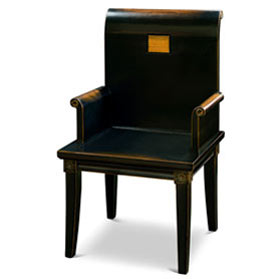 Distressed Black Elmwood Zhou Yi Asian Arm Chair