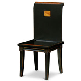 Distressed Black Elmwood Zhou Yi Asian Chair