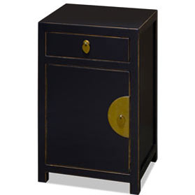 Distressed Black Petite Elmwood Chinese Ming Cabinet