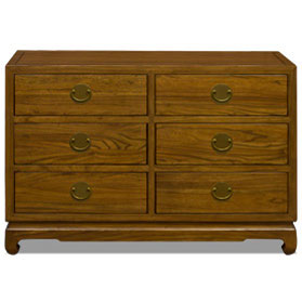 Walnut Finish Elmwood Chinese Ming Chest of Drawers