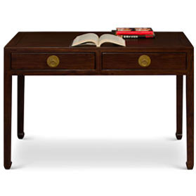 Dark Espresso Elmwood Chinese Ming Desk with 2 Drawers