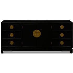 Matte Black Elmwood Chinese Ming Sideboard