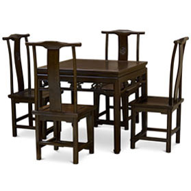 Dark Espresso Elmwood Ba Xian Oriental Dining Set