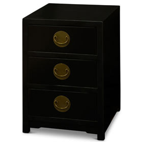 Matte Black Petite Elmwood Chinese Ming Chest of Drawers