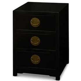 Matte Black Petite Elmwood Chinese Ming Chest of Drawers