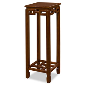 36 Inch Mahogany Finish Elmwood Chinese Key Pedestal