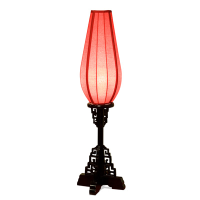 Elmwood Imperial Asian Table Lantern with Red Shade
