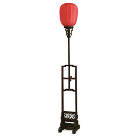 Elmwood Tall Imperial Asian Lantern with Red Shade