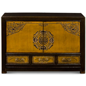 Distressed Sepia Elmwood Qing Dynasty Oriental Cabinet