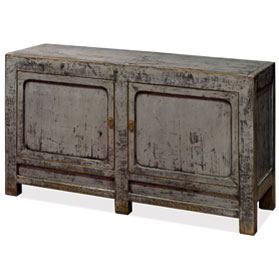 Elmwood Distressed Grey Ming Chinese Cabinet