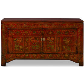 Elmwood Distressed Red Dong-Bei Oriental Cabinet