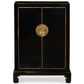 Distressed Black Elmwood Chinese Ming Cabinet