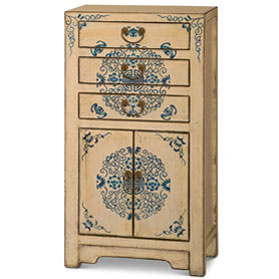 Distress Beige and Blue Elmwood Longevity Cabinet