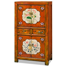 Su Chow Orange Elmwood Oriental Tall Storage Cabinet