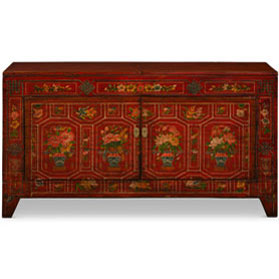 Elmwood Dark Red Dong-Bei Oriental Cabinet