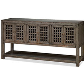 Distressed Gray Elmwood Dynasty Asian Sideboard