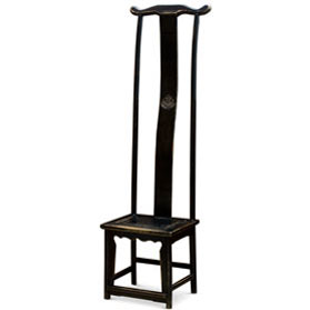 Distressed Black Elmwood Chinese Ming Tall Chair