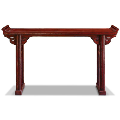 Vintage Red Elmwood Cloud Altar Oriental Console Table