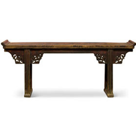 Vintage Elmwood Imperial Chinese Grand Altar Console Table with Cloud Motif
