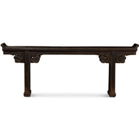 Distressed Grand Vintage Elmwood Gan Su Imperial Chinese Altar Console Table