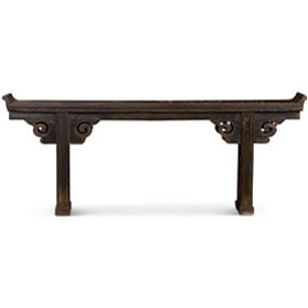 Distressed Grand Vintage Elmwood Shan Xi Imperial Chinese Altar Console Table